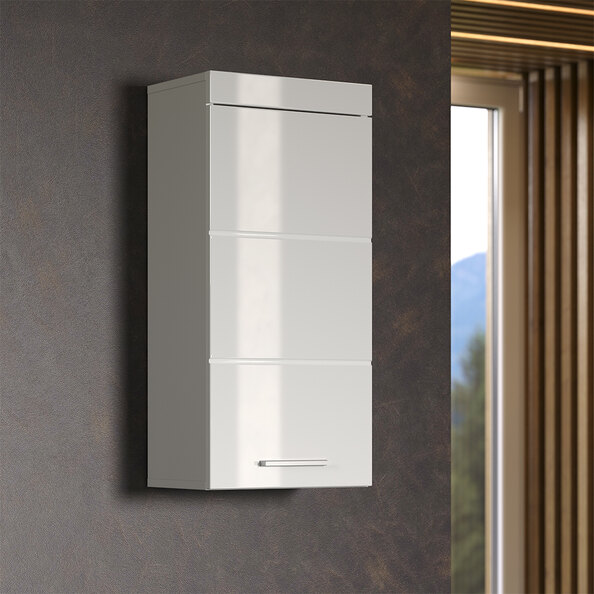 Amanda High Gloss Wall Mounted Storage Cabinet with 1 Door In White