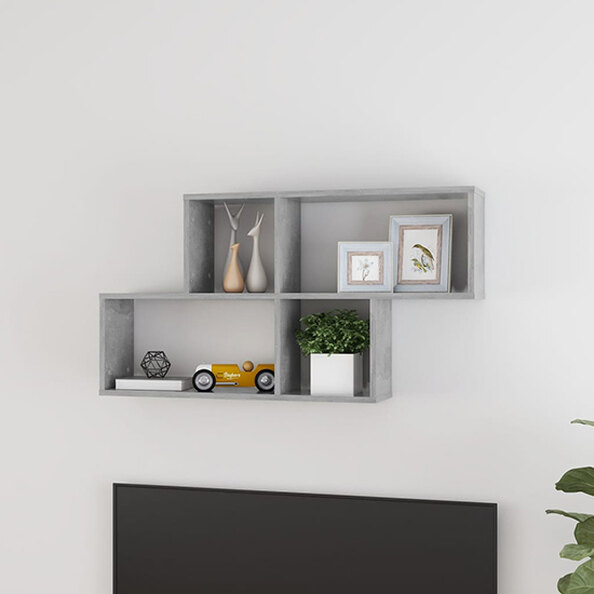 Akua Wooden Wall Cube Shelf In Concrete Effect
