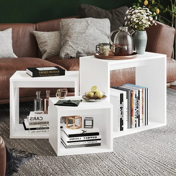 Akuna Wooden Nest Of 3 Tables In White
