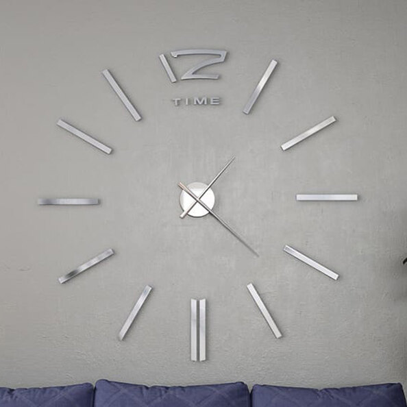 Alabama EVA Modern Design 3D Wall Clock In High Gloss Silver