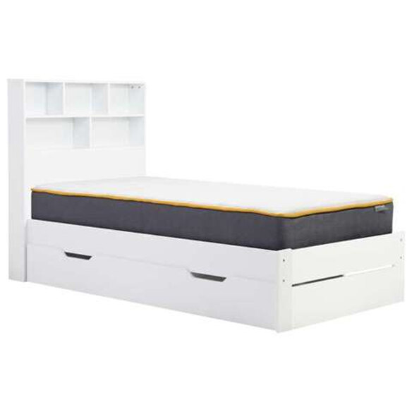 Alafia Wooden Storage Single Bed In White