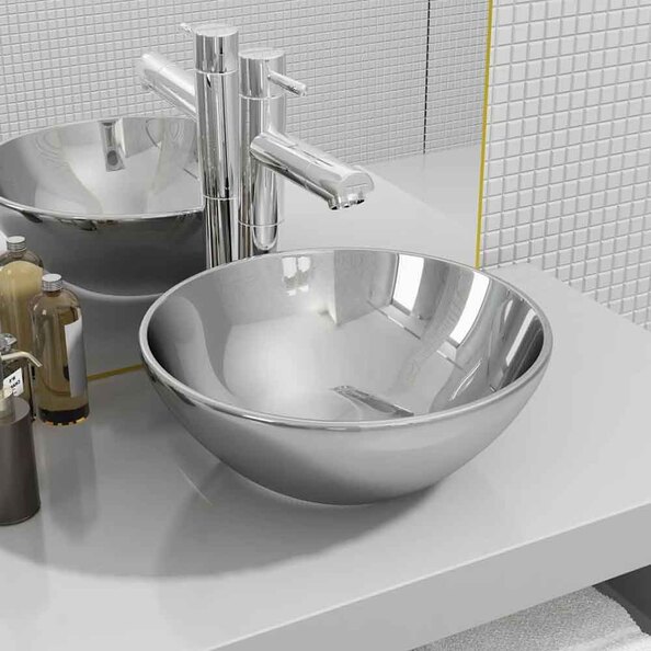 Alamosa Round Countertop Basin Without Waste 325mm Wide 0TH - Silver