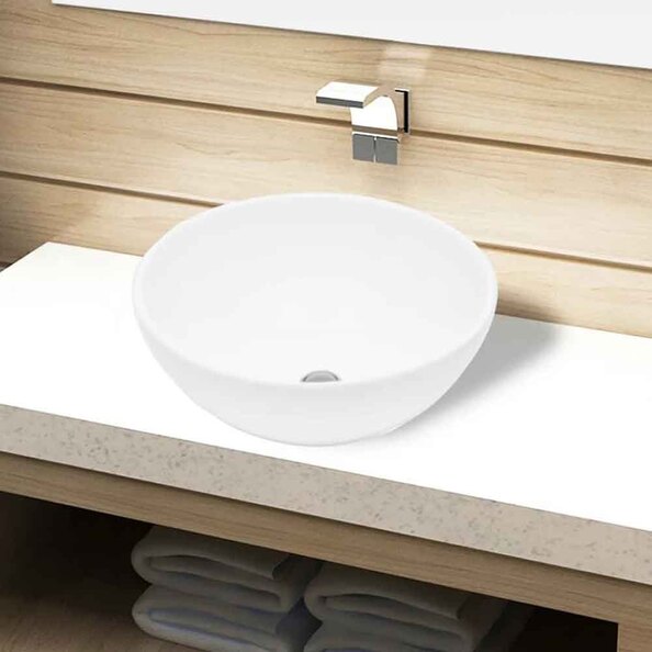 Alamosa Round Countertop Basin Without Waste 325mm Wide 0TH - White