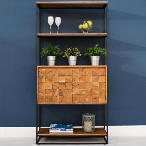 Albany Wooden Bookcase With 2 Doors In Natural