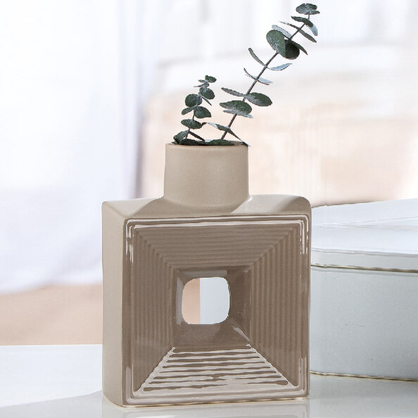 Albemarle Ceramics Square Vase In Brown