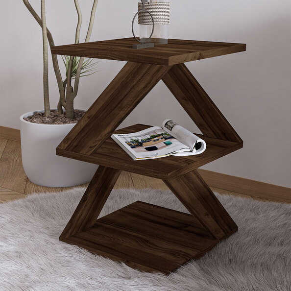 Albeni Wooden Side Table in Walnut