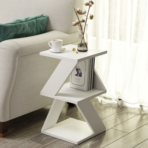 Albeni Wooden Side Table in White