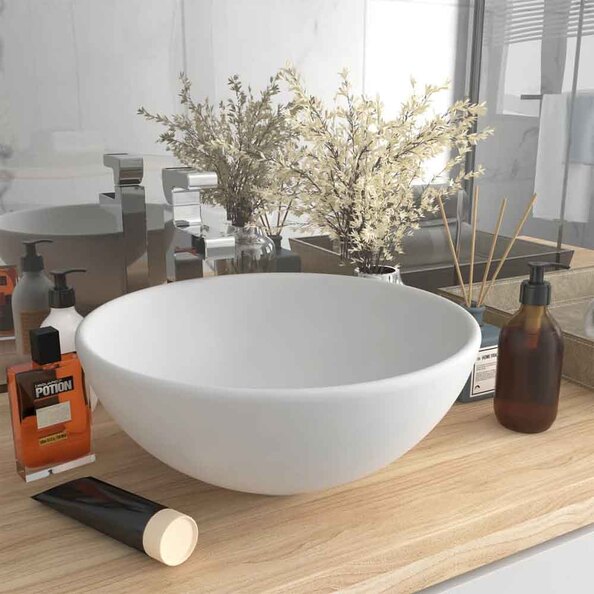 Albuquerque Round Countertop Basin Without Waste 325mm Wide 0TH - White