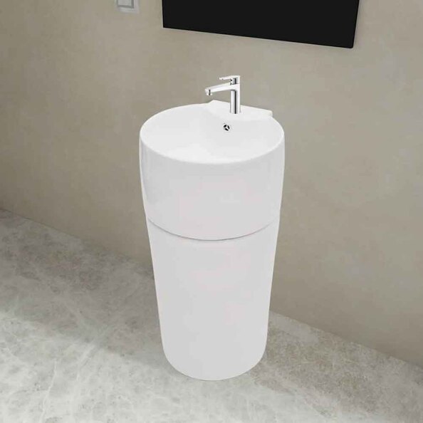 Albuquerque Freestanding Round Basin WIth Overflow - White