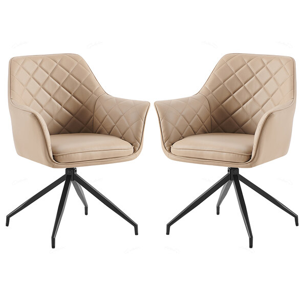 Alcoa Mink PU Leather Dining Chairs With Black Legs In Pair