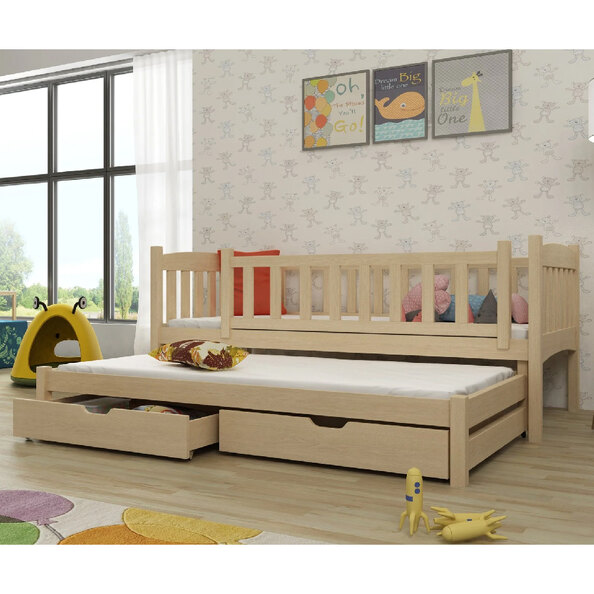 Alcoa Wooden Day Bed With Bonnell Mattress And Trundle In Pine