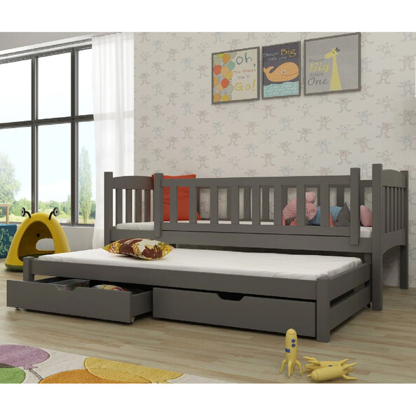 Alcoa Wooden Day Bed With Foam Mattress And Trundle In Graphite