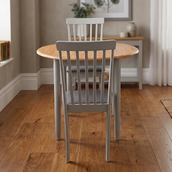 Alcor Round Wooden Drop Leaf Dining Set With 2 Chairs in Light Oak