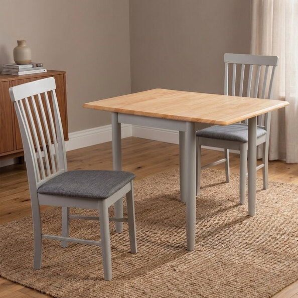 Alcor Square Wooden Drop Leaf Dining Set With 2 Chairs in Light Oak