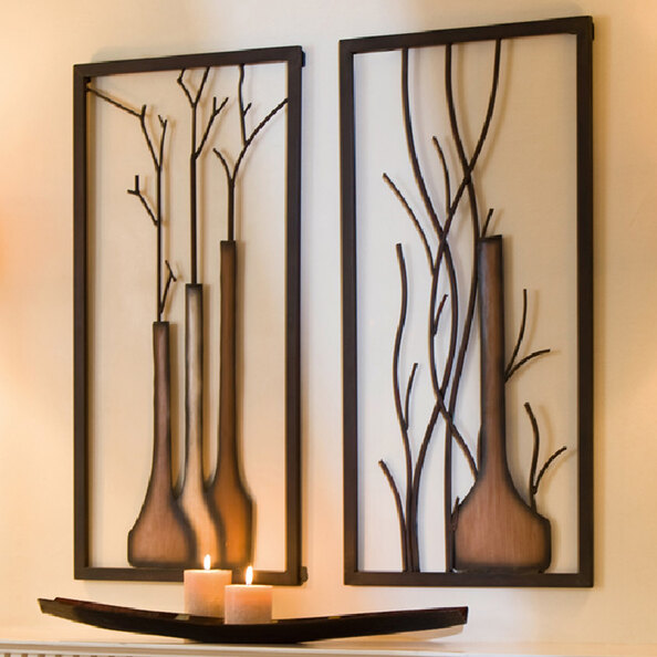 Aldgate Metal Set Of 2 Branch Duo Wall Art In Brown