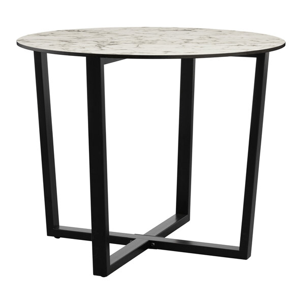 Aldgate Small Wooden Dining Table In White Marble Top
