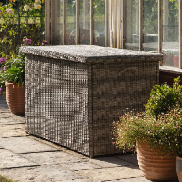 Alesund Outdoor Rattan Storage Box In Grey