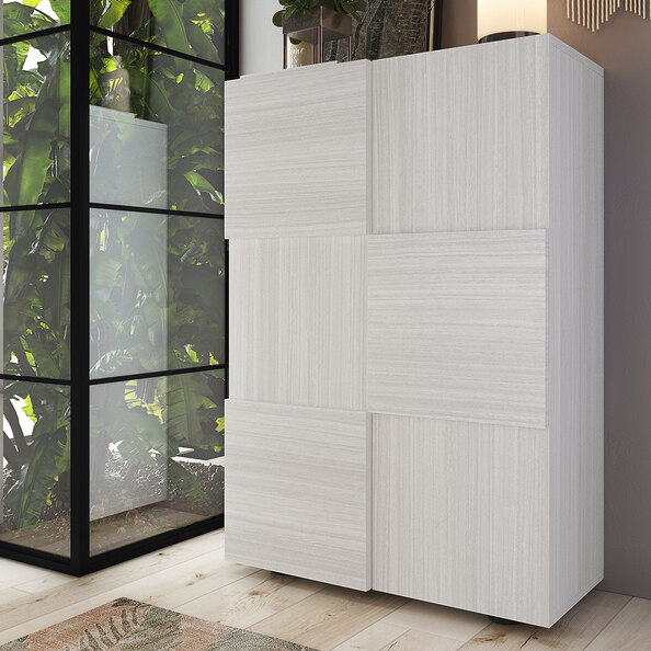 Aleta Wooden Shoe Storage Cabinet With 2 Door In Eucaliptus Oak