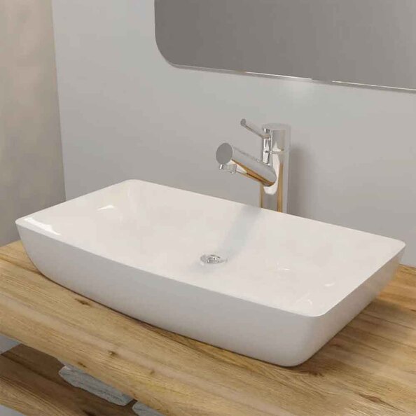Alexandria Rectnagular Countertop Basin Without Waste 710mm Wide 1TH - White