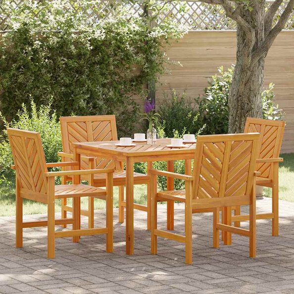 Alfresco Outdoor Acacia Wood 90cm Dining Table with 4 Chairs in Brown