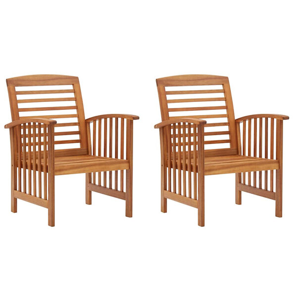 Alfresco Outdoor Brown Acacia Wood Armchairs in Pair