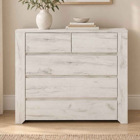 Alink Wooden Chest Of 5 Drawers in White