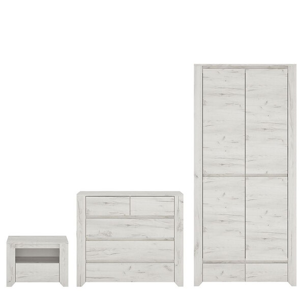 Alink Wooden Furniture Set With 2 Doors Wardrobe In white Oak