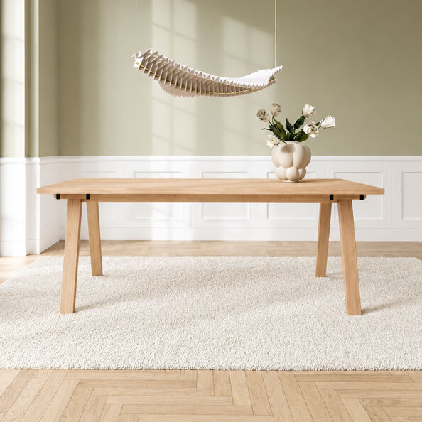 Alisto Large Rectangular Wooden Dining Table in White Oak
