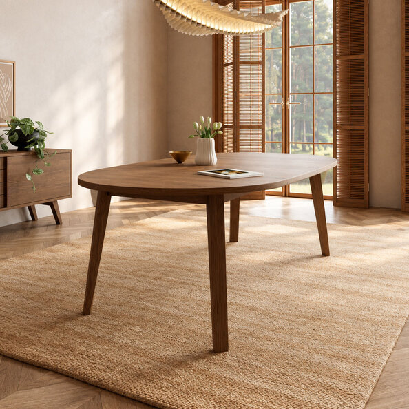 Alisto Round Wooden Extending Dining Table in Smoked Oak