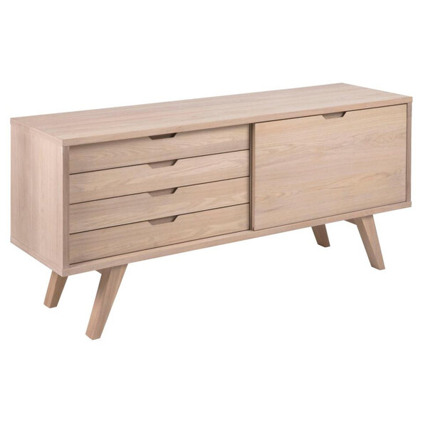Alisto Wooden TV Stand With 4 Drawers 1 Door in White Oak