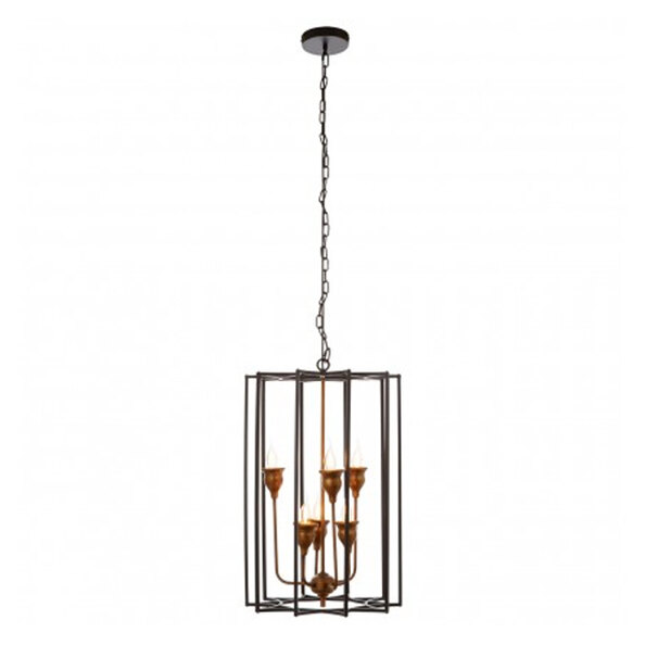 Allais 6 Bulbs Pendant Light In Matte Black And Bronze