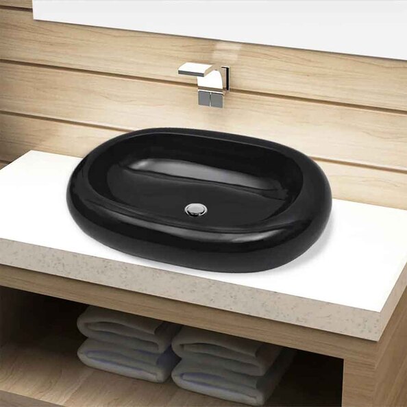 Allen Oval Countertop Basin Without Waste 630mm In Black