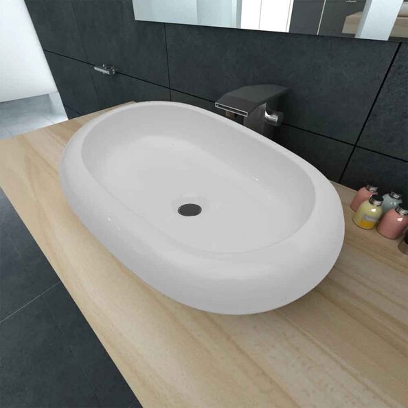 Allen Oval Countertop Basin Without Waste 630mm In White