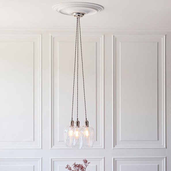 Allston 3 Clear Glass Pendant Ceiling Light In Nickel