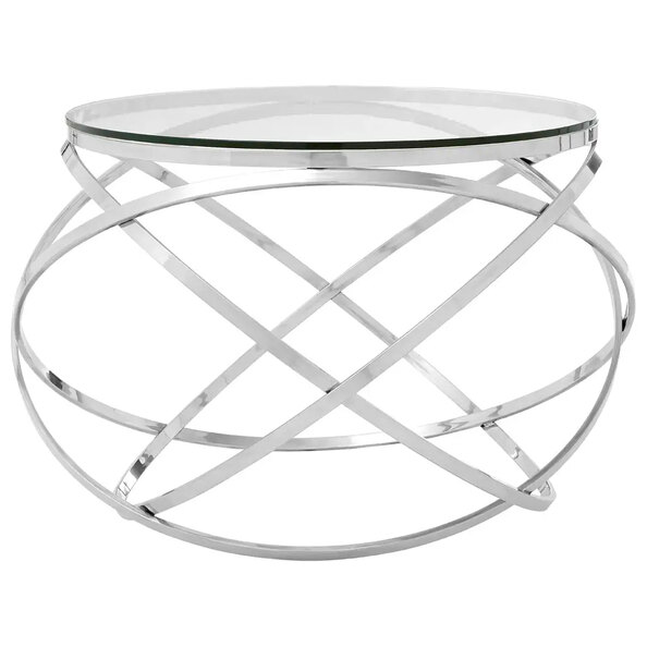 Allston Clear Glass End Table With Hoops Silver Frame