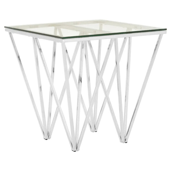 Allston Clear Glass End Table With Prismatic Chrome Frame