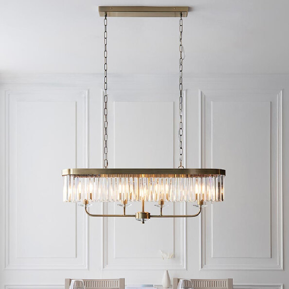 Allston Faceted Glass Linear Pendant Ceiling Light In Brass