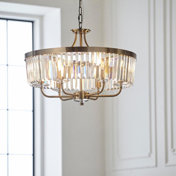 Allston Faceted Glass Pendant Ceiling Light In Brass