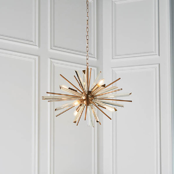 Allston Prism Glass Pendant Ceiling Light In Antique Brass