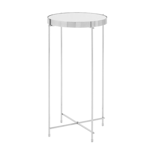 Alluras Tall Silver Glass Side Table With Chrome Frame