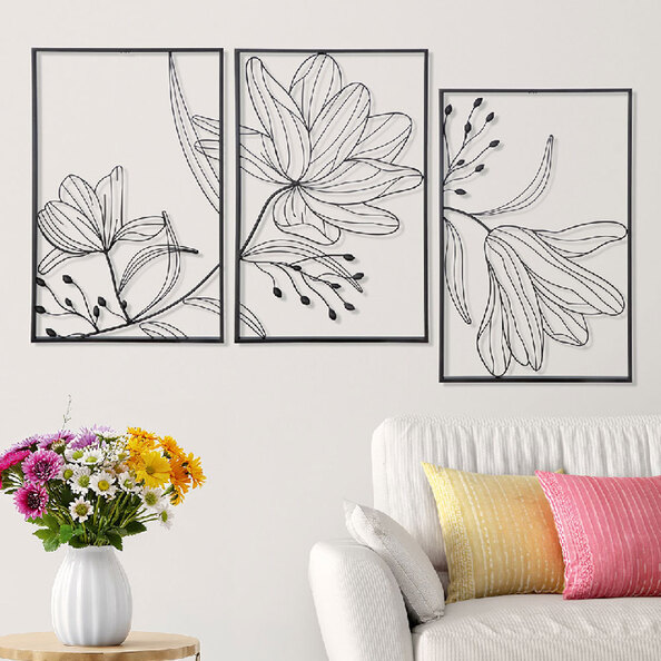 Alperton Metal Set Of 3 Wall Art in Black
