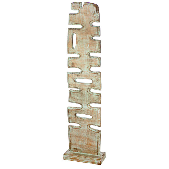 Alperton Small Mango Wood Organic Standing Sculpture in Blue and Natural