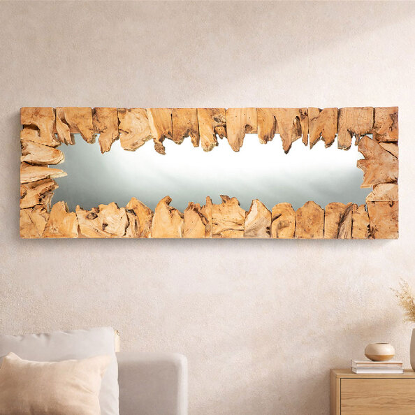 Alperton Wall Mirror Natural Wooden Frame