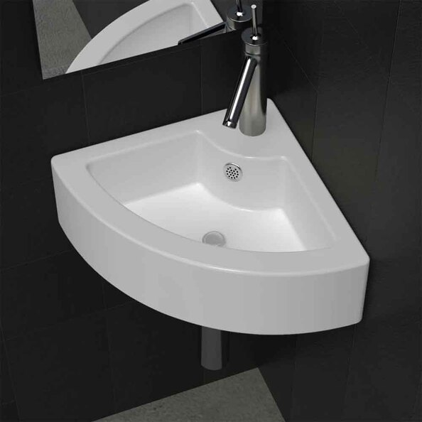 Alpharetta Wall Hung Corner Basin Without Waste 450mm Wide 1TH - White
