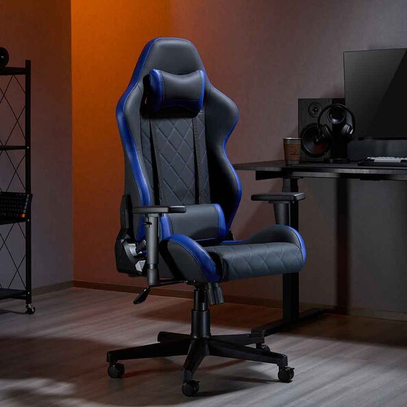 Alpine Faux Leather Home And Office Gaming Chair - Blue Black