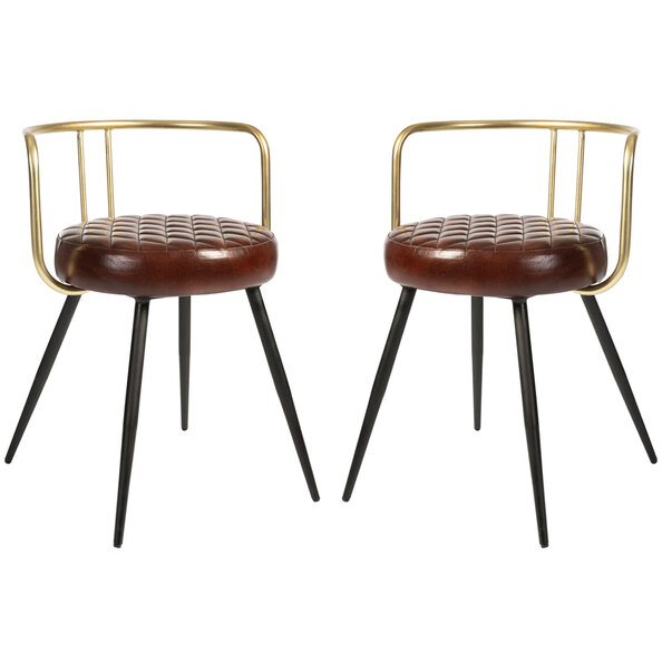 Avondale Red Leather Stools With Metal Legs In Pair