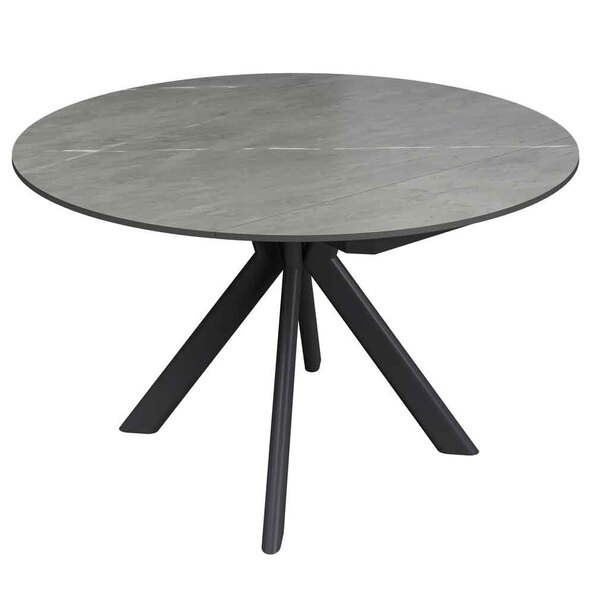 Altoen Round Ceramic Top Extending Dining Table in Matte Grey