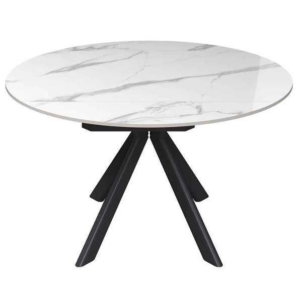 Altoen Round Ceramic Top Extending Dining Table in White Gloss