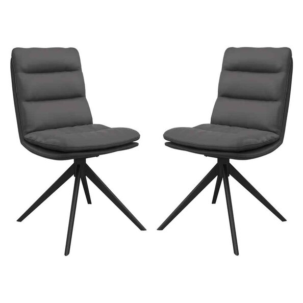 Altois Dark Grey Faux Leather Swivel Dining Chair in Pair