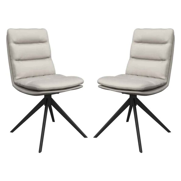 Altois Light Grey Faux Leather Swivel Dining Chair in Pair